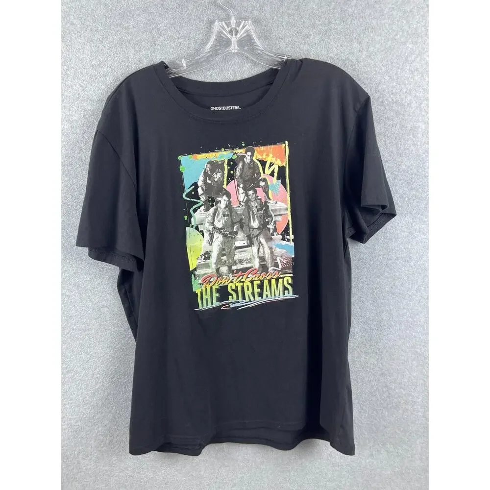Ghostbusters Don't Cross the Streams Shirt Size XL Black Short Sleeve Tee Retro